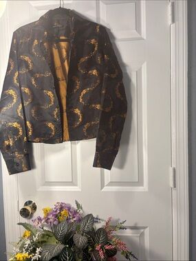 Barry Wang Men’s Medium Black & Gold Paisley Silk Blend Dress Shirt